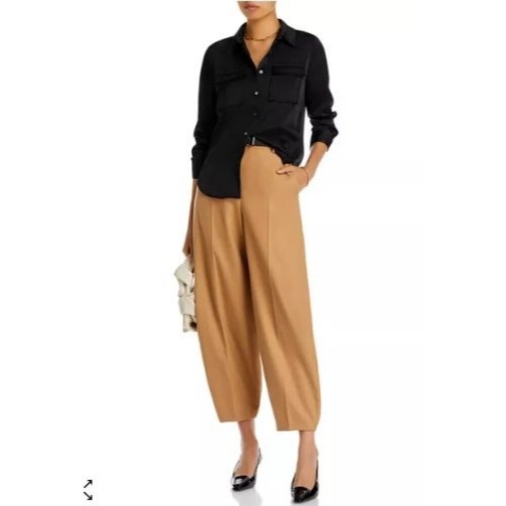 Derek Lam 10 Black Long-Sleeve Button-Up Blouse With Chest Pockets S